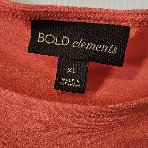 Bold Elements Summer Coral Ruffle Cold Shoulder Blouse - Picture 3 of 5